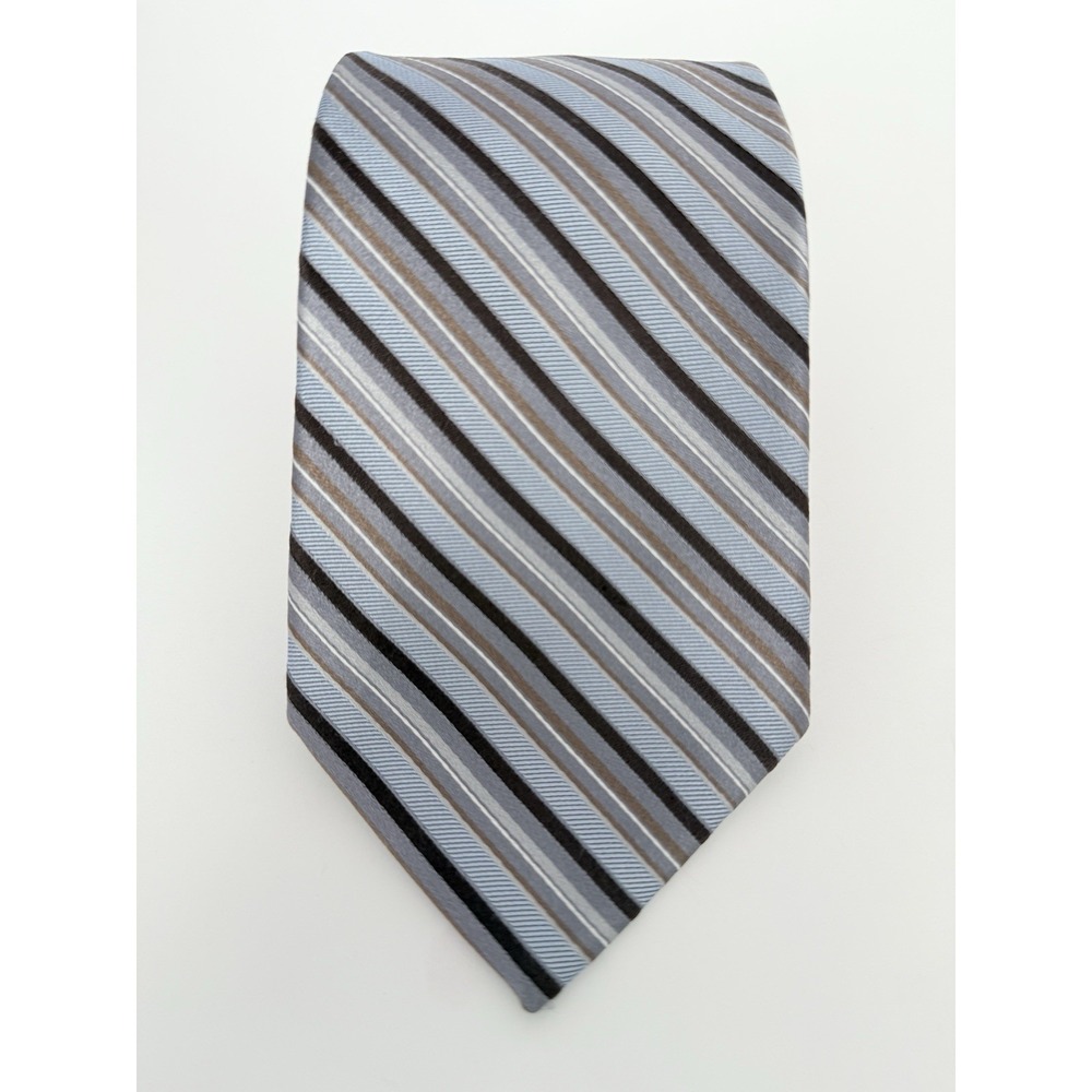 Covington Men's Silk Repp Tie 59" Long Shades Of Blue Brown Gray White NWOT